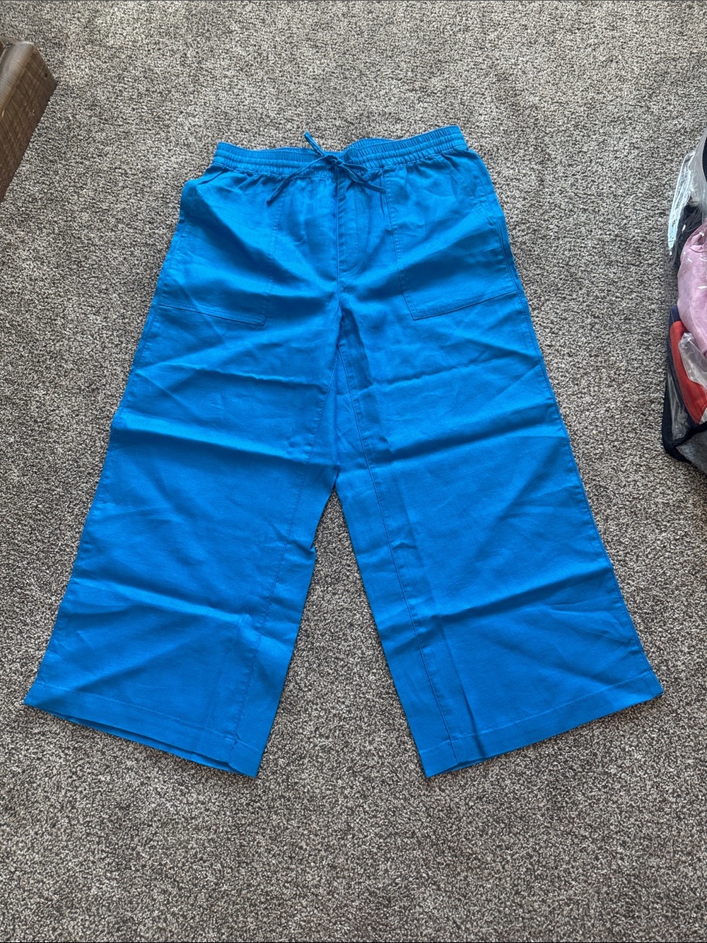 Lands' End Royal Blue Wide-Leg Cropped Pull-On Pants